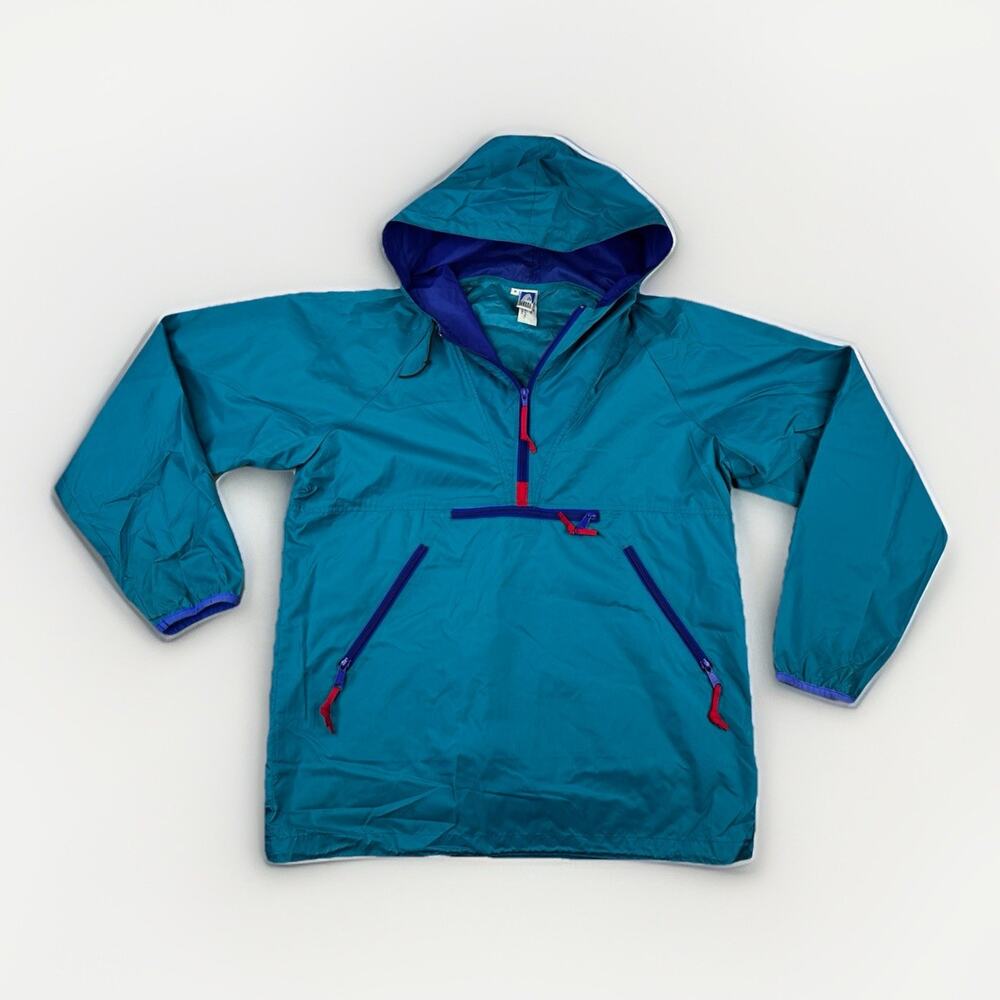 Vintage Sierra Designs Anorak Jacket M Teal Purple‎ 90s Pullover Hooded